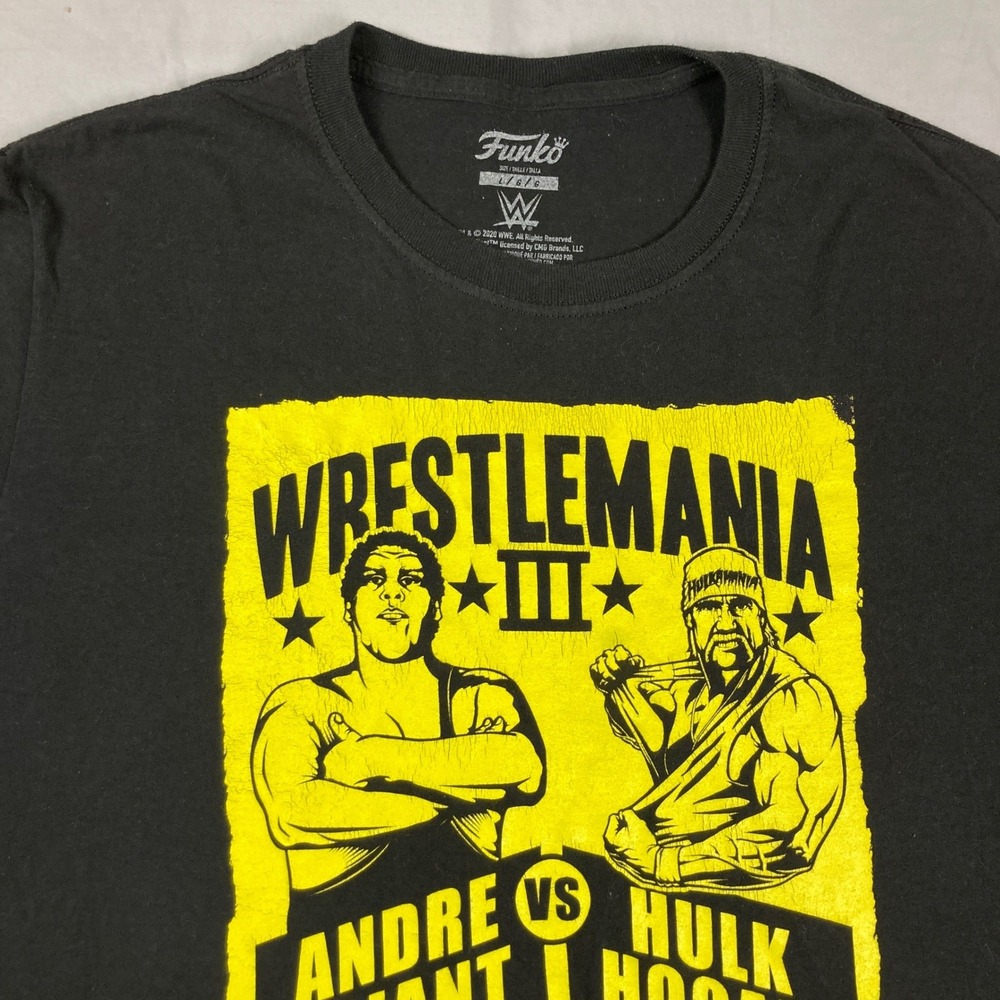 Funko WWE WrestleMania III Andre The Giant Hulk Hogan Graphic T-Shirt Black L - Picture 7 of 13